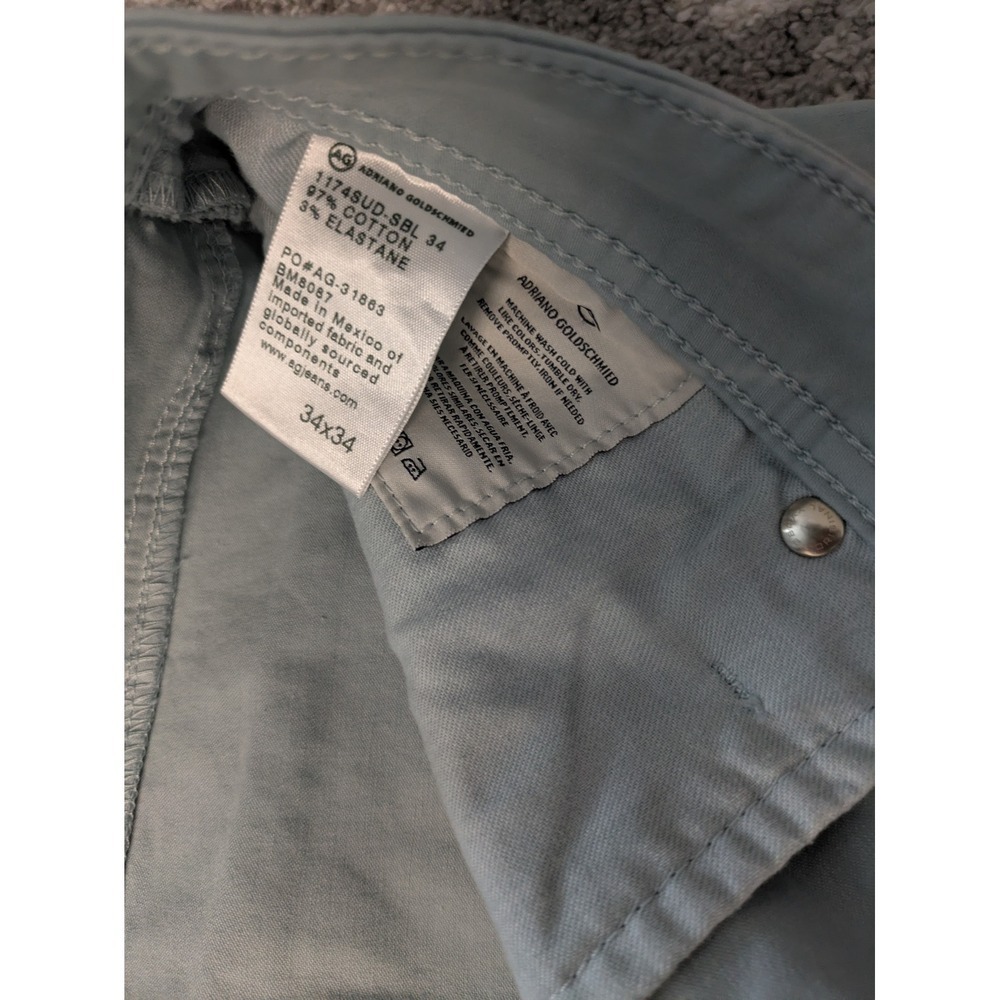 AG Adriano Goldschmied The Graduate Jeans Mens 34x34 Light Blue Cotton Blend - Picture 2 of 7